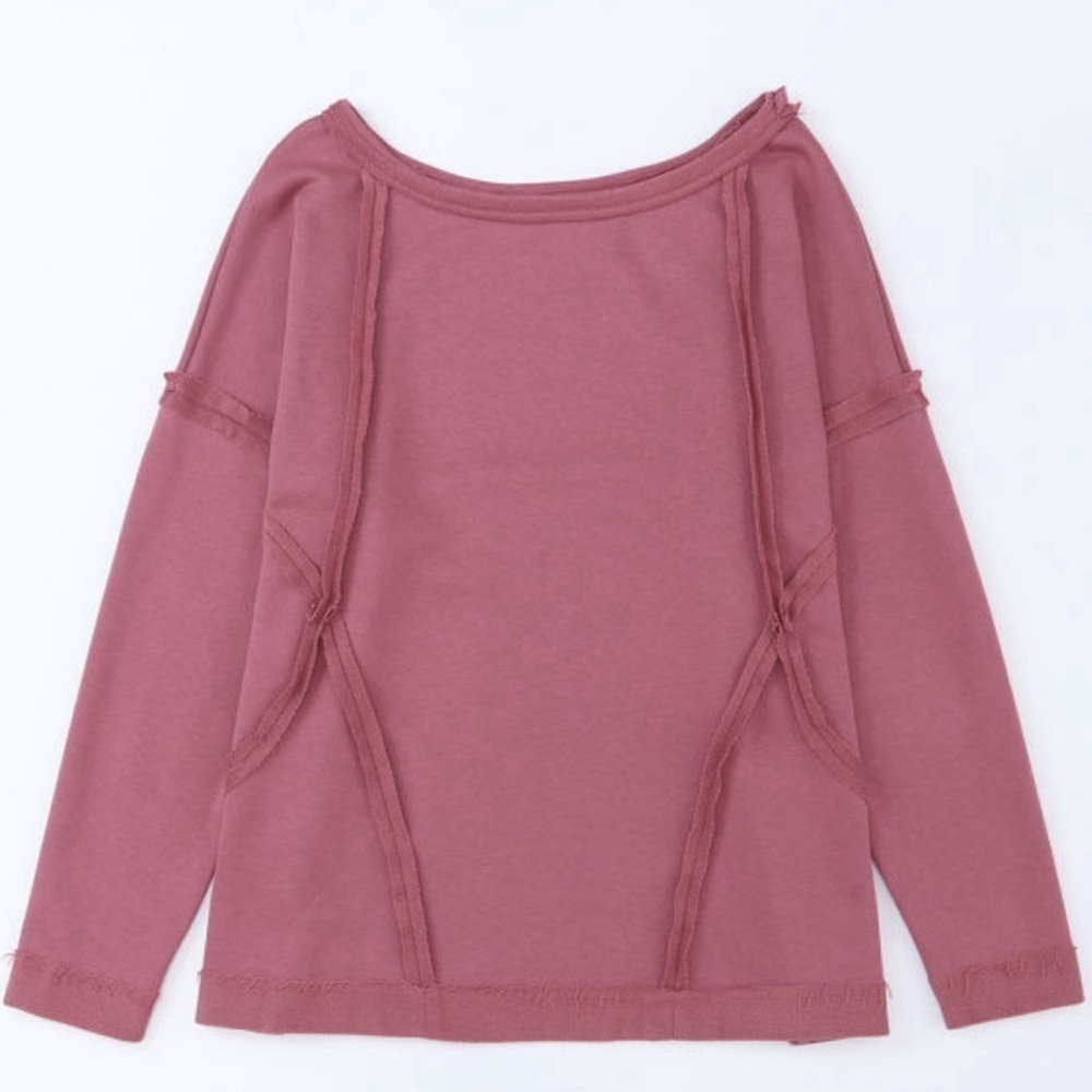 Exposed Seam Drop Shoulder Oversized Top